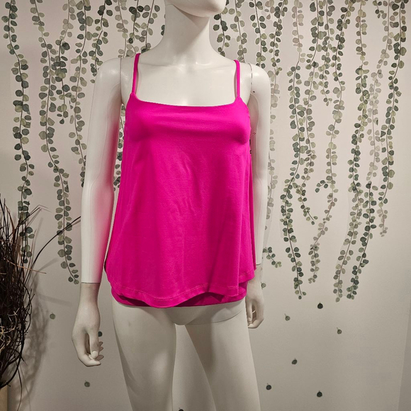 Susan Monaco Double Layer Thin Strap Tank Top Sz XS Pink Glo - Picture 3 of 9